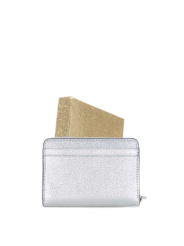 silver metallic michael kors wallet