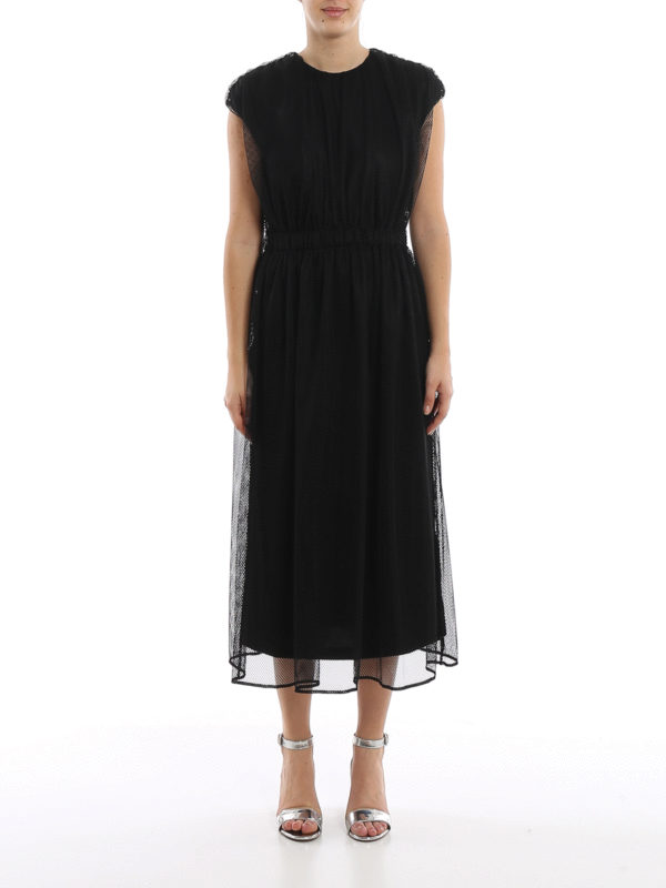 iKRIX MONCLER: knee length dresses - Tech mesh belted dress