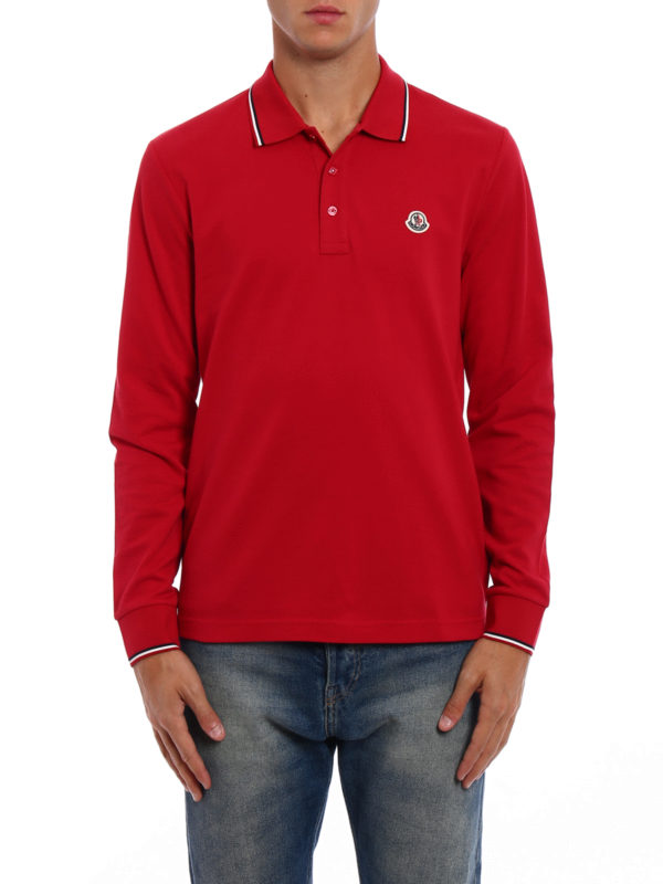 red long sleeve moncler polo