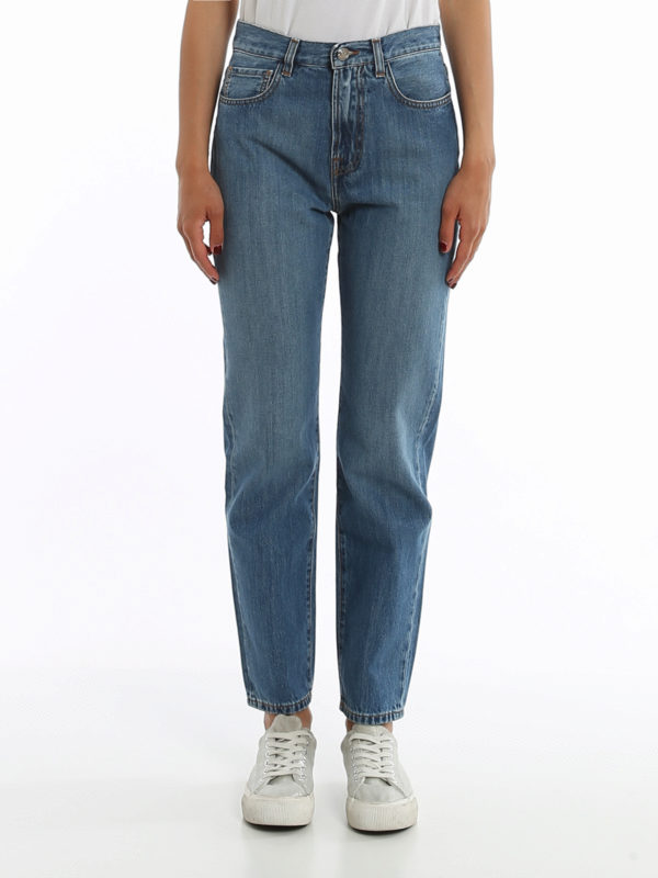 Straight leg jeans Moncler - Logo patch denim jeans - 2A71300V0106798