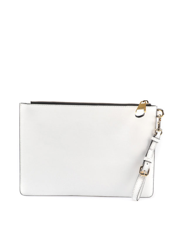 white leather clutch