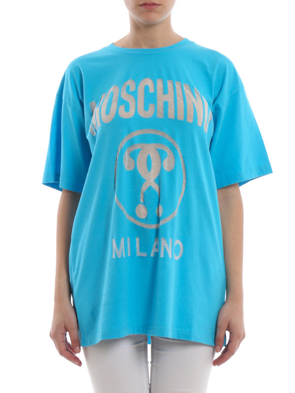 Light blue stretch cotton T-shirt 