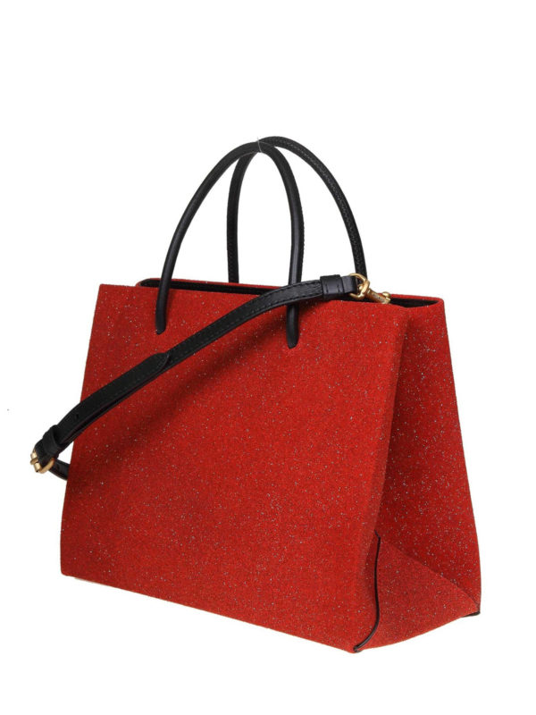 Moschino - Red glittered suede tote 
