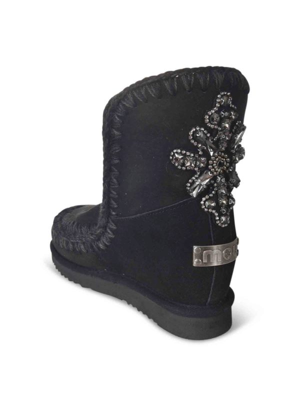 black ankle boots with rhinestones