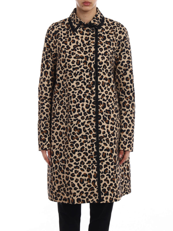 Animal print cotton canvas coat 