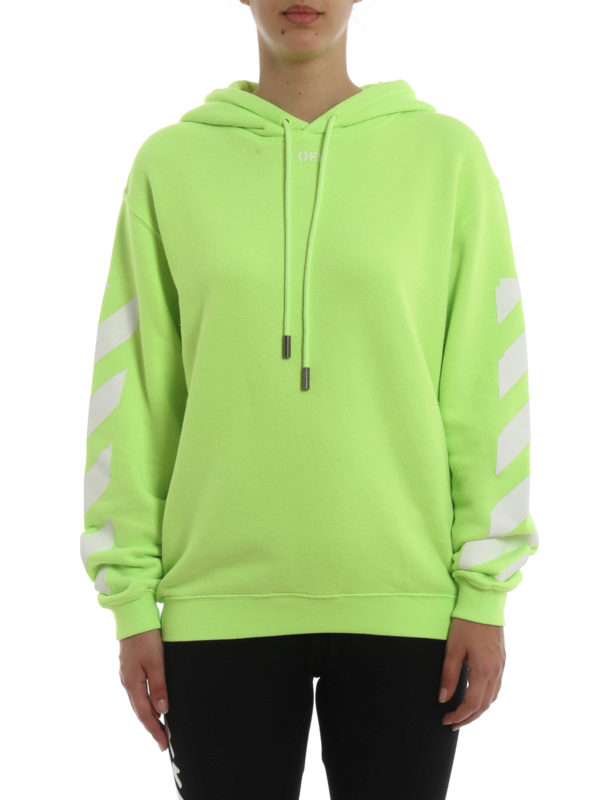 Striped inserts fluo cotton hoodie 