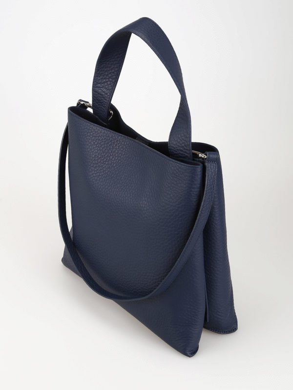 کیف دوشی Orciani - Jackie navy leather shoulder bag - B02031SOFTNAVY