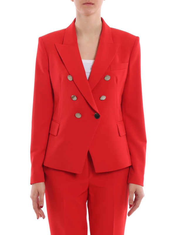 red crepe blazer
