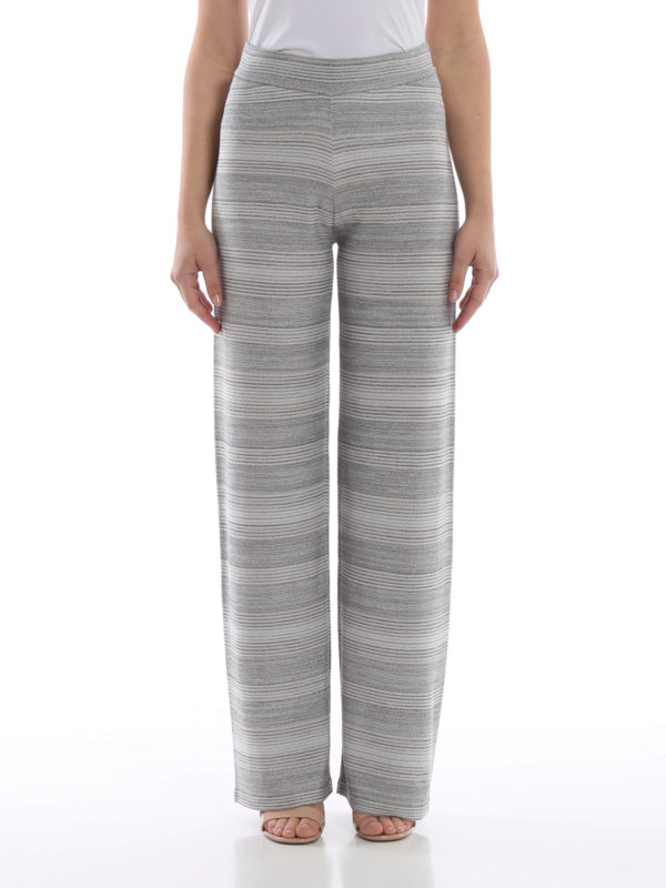 Lurex inserts striped flared trousers 