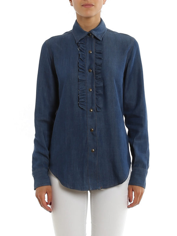 iKRIX Paolo Fiorillo: shirts - Ruched denim shirt