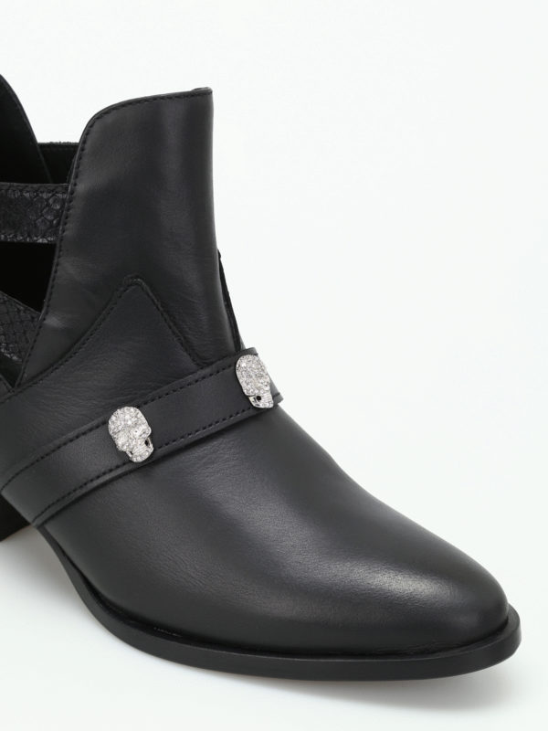 low cut booties black leather