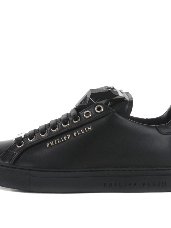 Trainers - Panther detail leather sneakers -