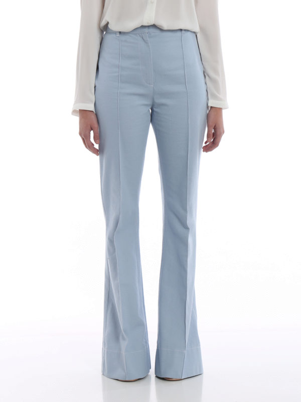 Pantaloni casual Philosophy di Lorenzo Serafini - Pantaloni a zampa azzurri  in cotone - A03037210344