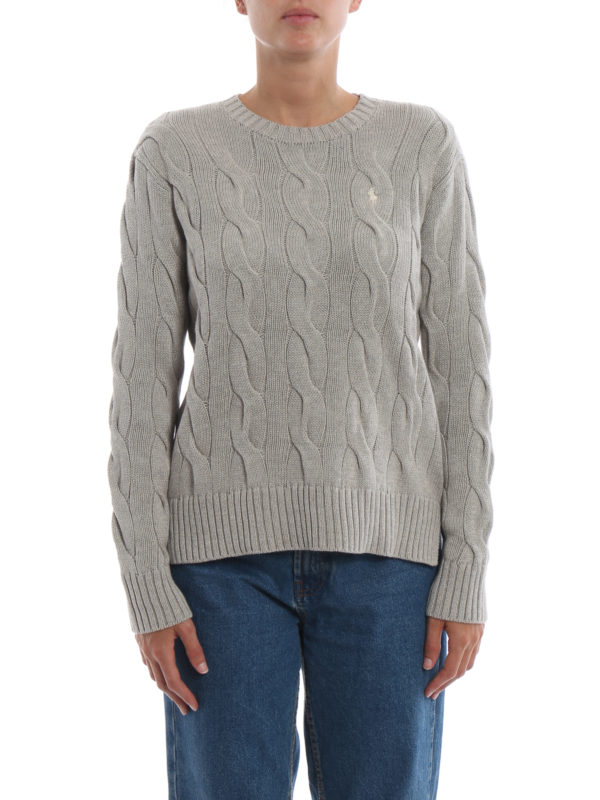 ralph lauren cable knit sweater grey