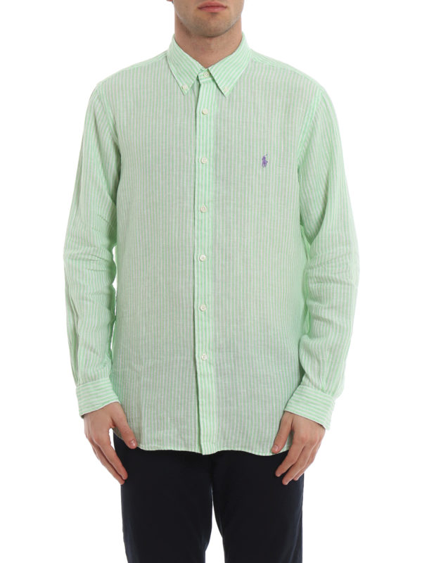 Shirts Polo Ralph Lauren Mint green striped linen b/d shirt