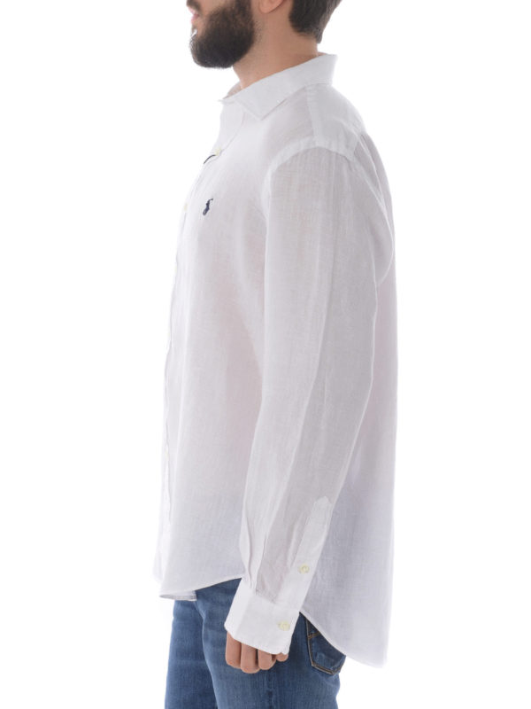 ralph lauren white linen shirt