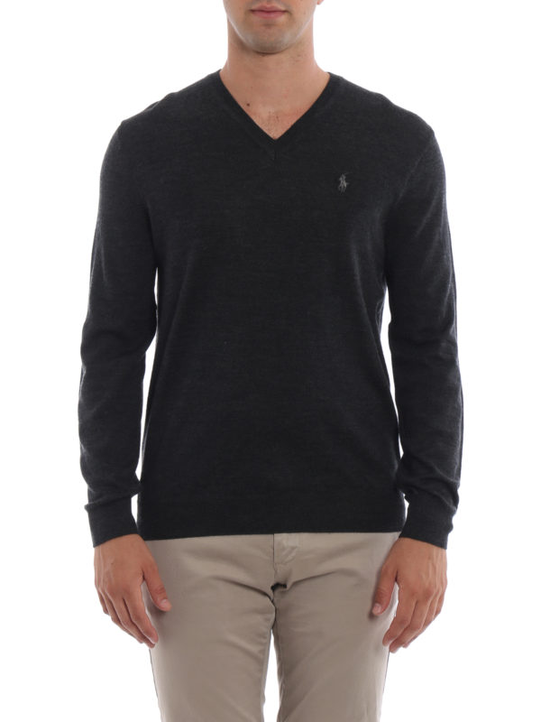 dark grey polo sweater