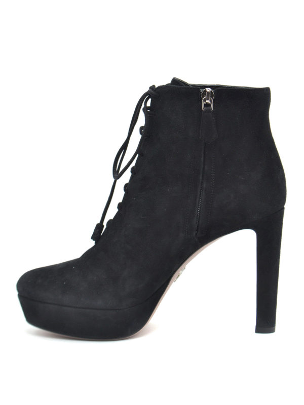 prada lace up suede booties