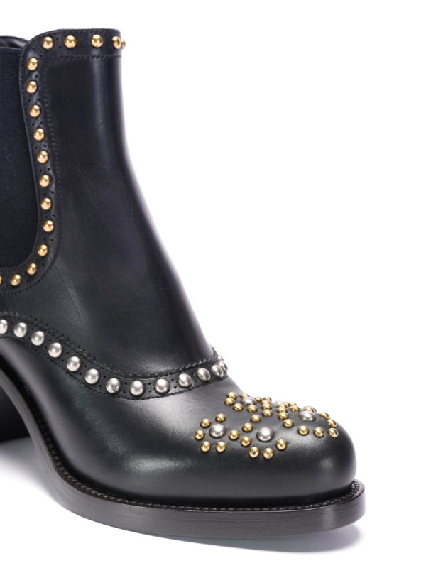 studded black leather booties