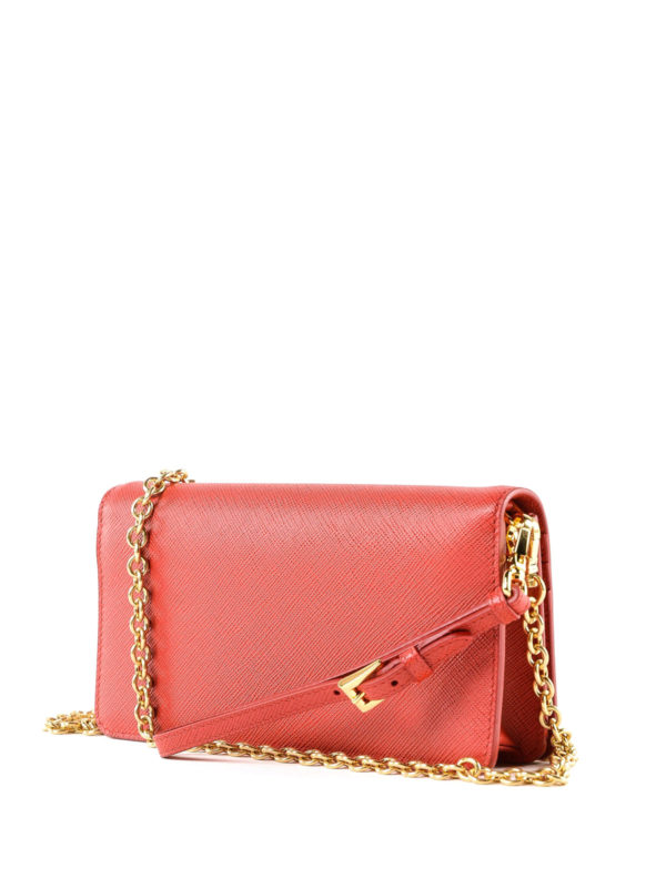 saffiano leather chain wallet