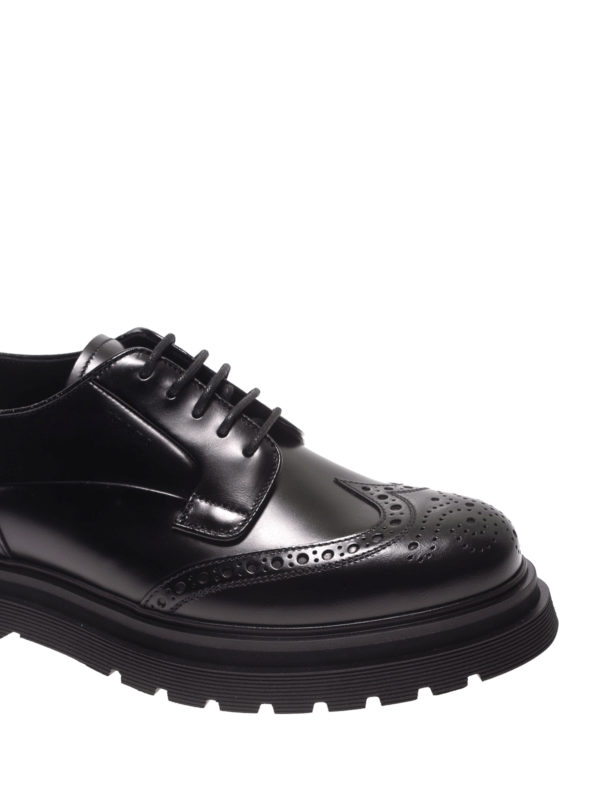prada brushed leather derby shoes