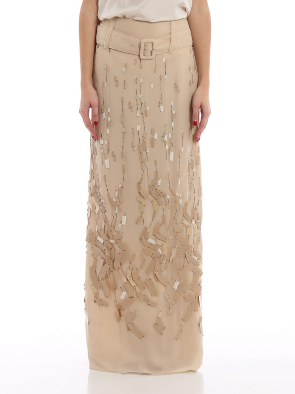 Embellished chiffon long skirt 
