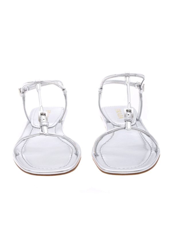prada silver flat sandals