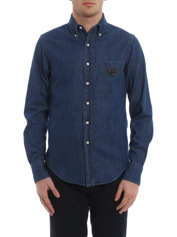پیراهن Prada - Denim shirt with logo 