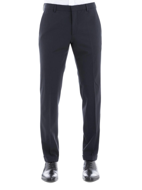 Dark blue stretch wool classic trousers 