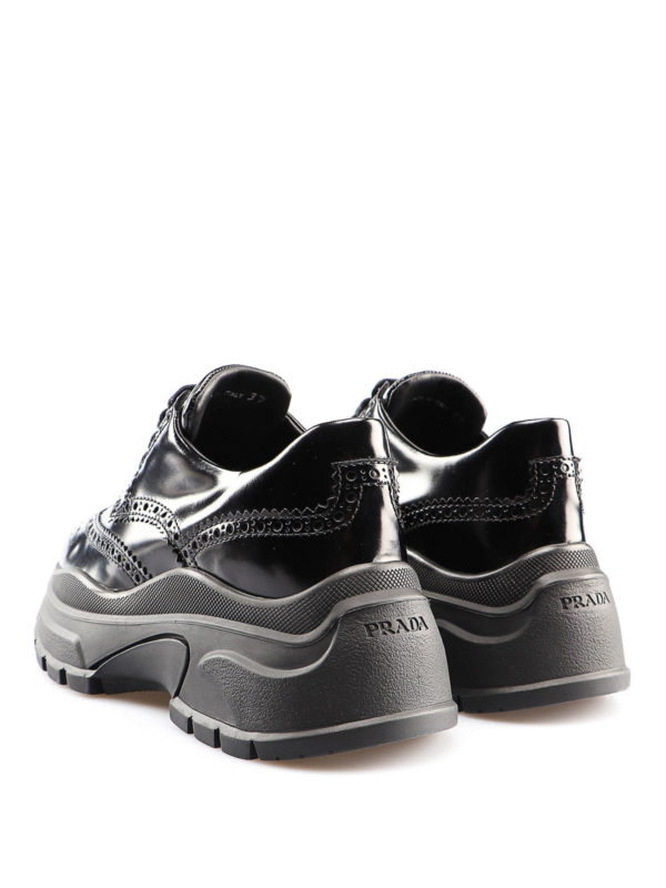 Trainers Prada - Black leather platform sneakers - 1E621L055002