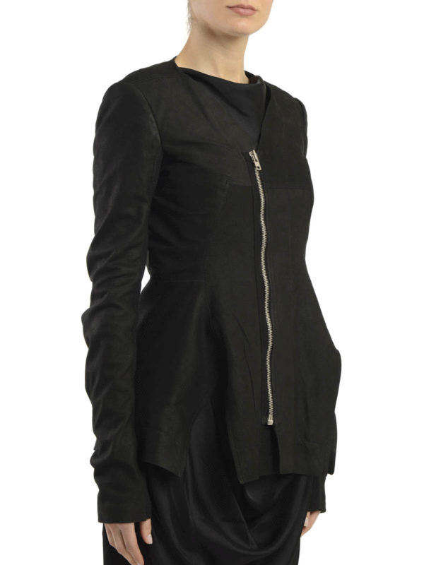 Rick Owens Hun - V-neck leather jacket 