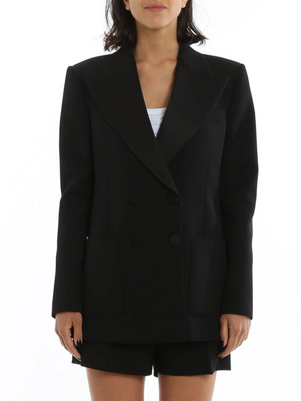 iKRIX SAINT LAURENT: blazers - Wool blazer with matte satin lapels