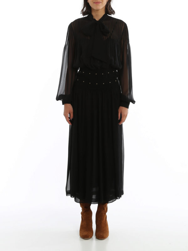 iKRIX SAINT LAURENT: evening dresses - Silk dress with studded waist