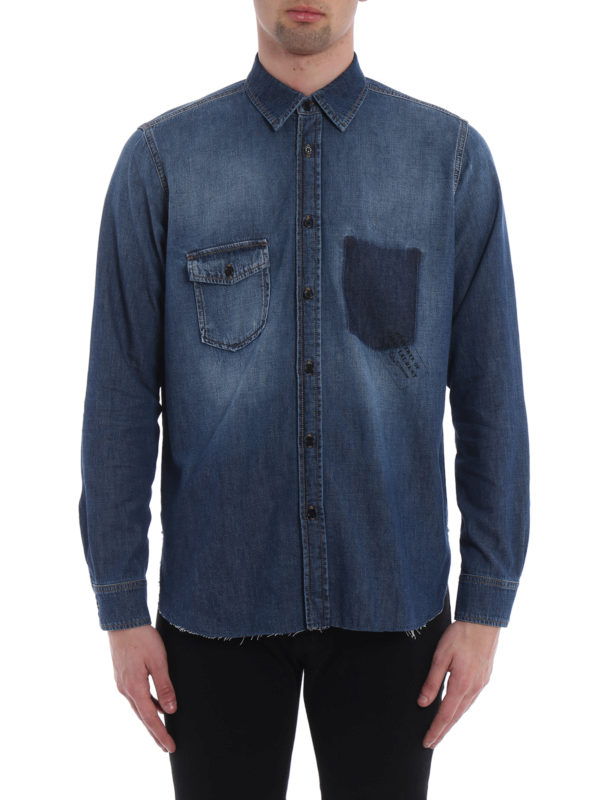 Saint Laurent - Frayed hem denim shirt 