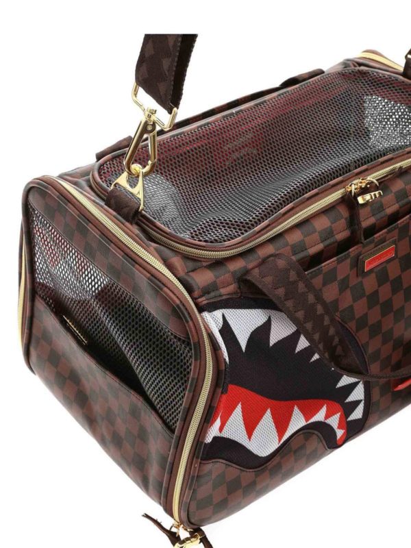 Borse da viaggio Sprayground Borsa Shark Pet Carrier a quadri marrone