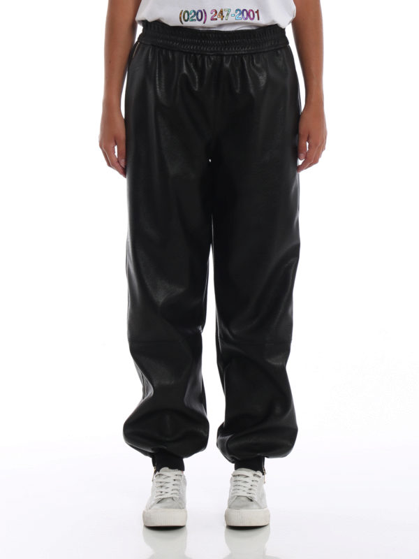 Faux leather trousers with zipped sides 