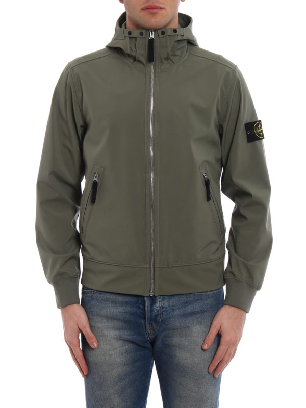 stone island softshell hooded lightweight jacket