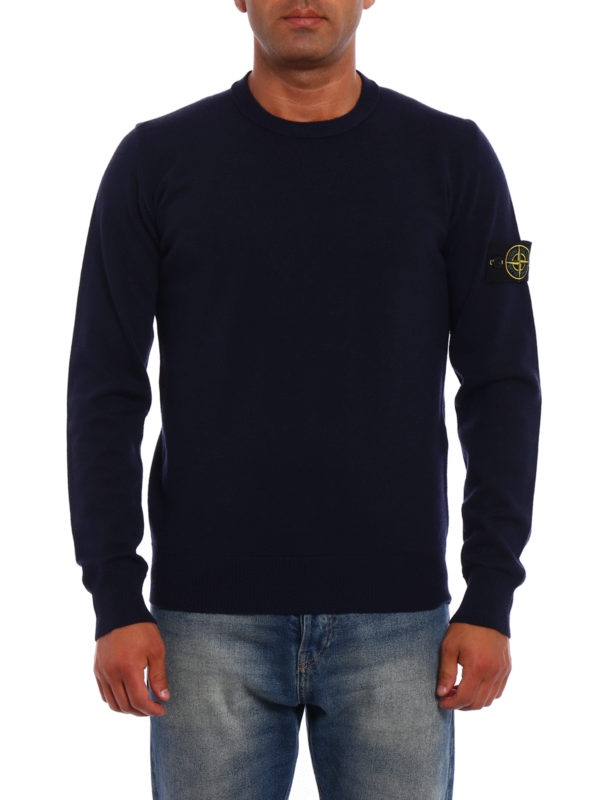 Sailor style blue wool sweater 
