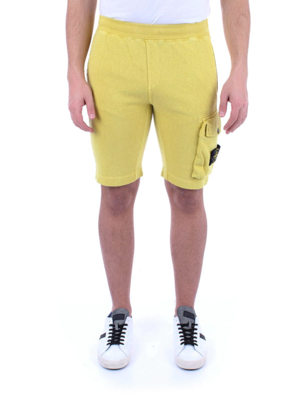 Yellow cotton short track pants 