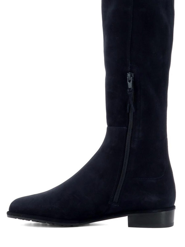 dark blue suede booties