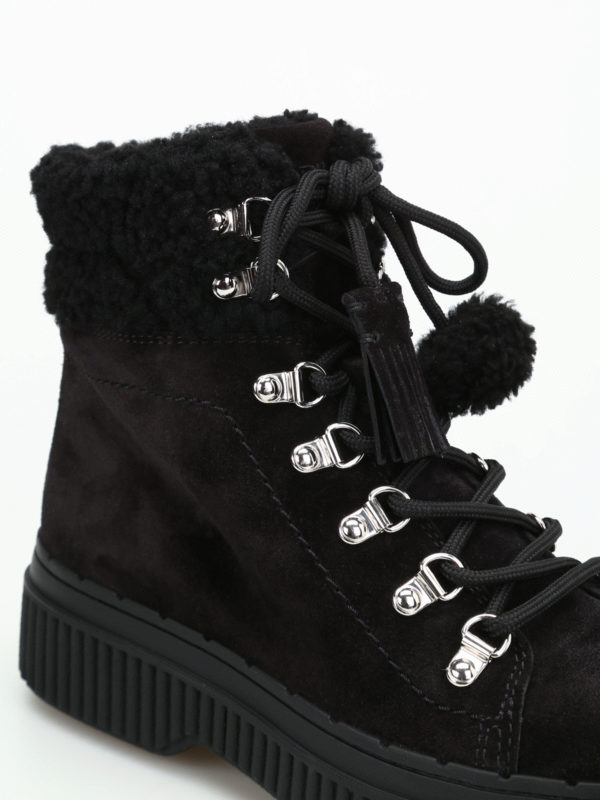 black shearling booties