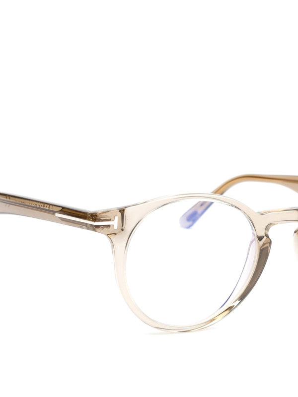 Glasses Tom Ford - Beige transparent round glasses - FT5557B045