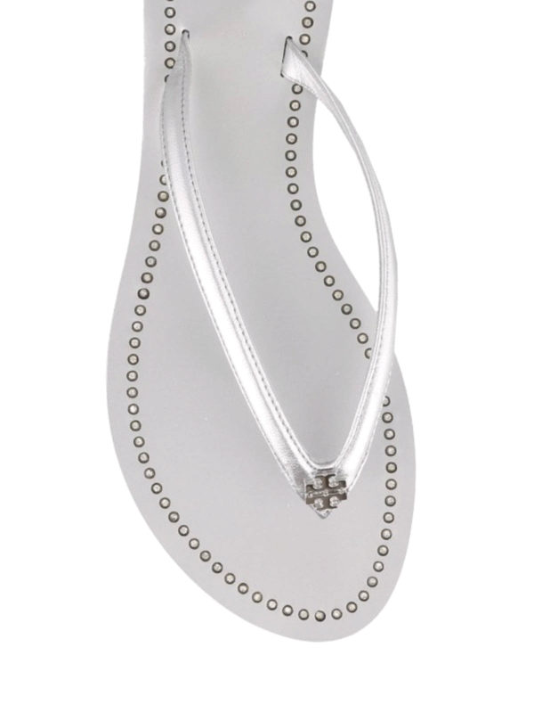silver thong sandals flat