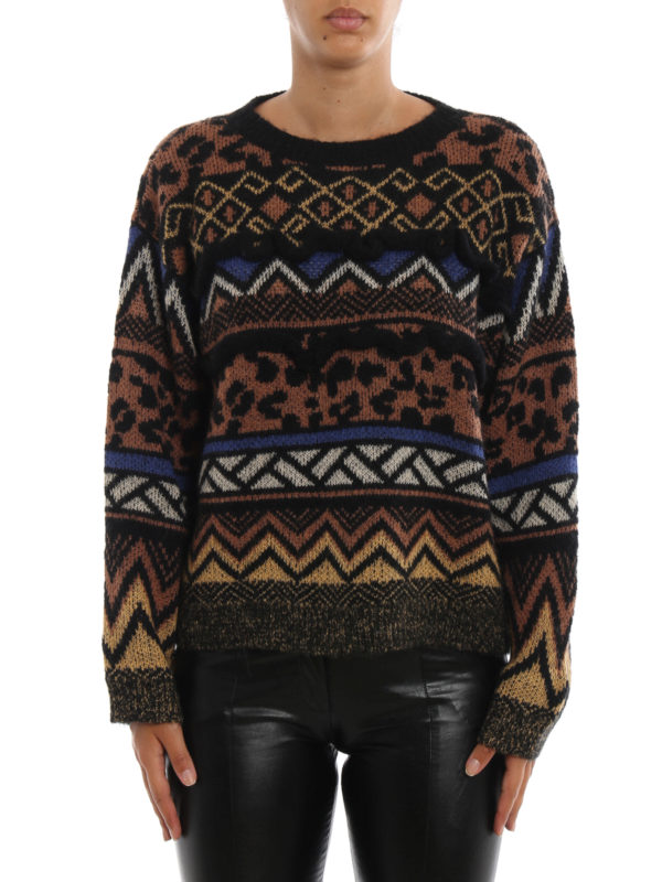 Geometrical pattern ruched sweater 