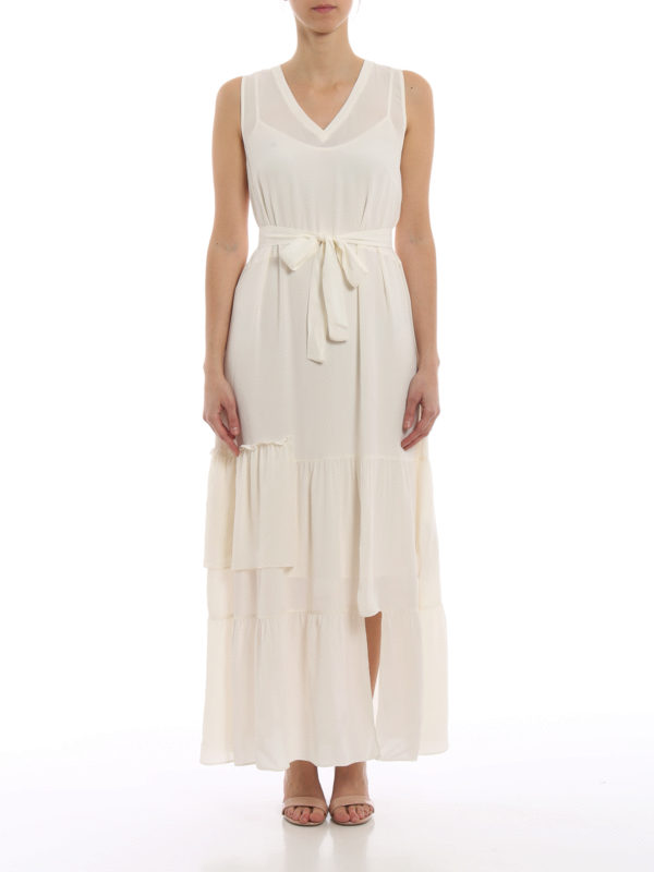 Crepe de chine maxi sleeveless dress 