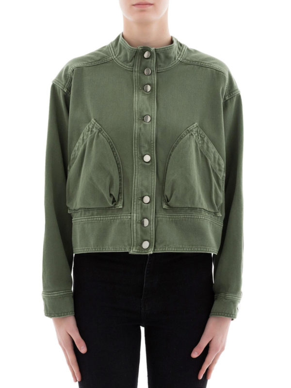 Army green dyed denim jacket 
