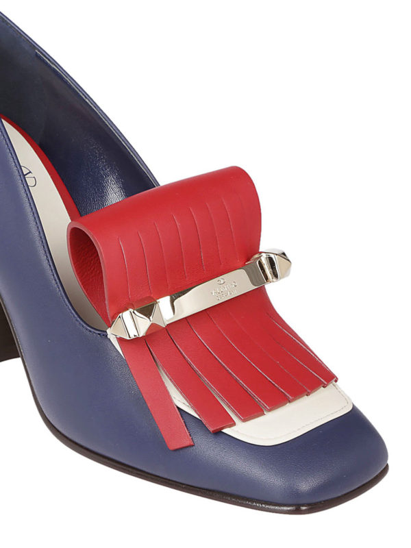 Multicolour leather fringe heeled 