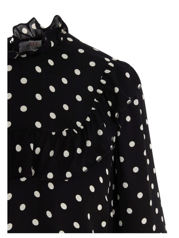 black and red polka dot blouse