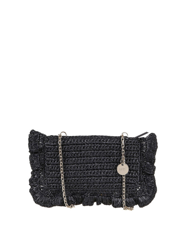 Black raffia clutch Clearance