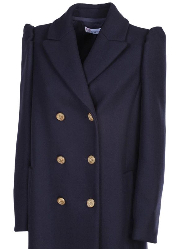 Double-breasted coat cashmere in blue 